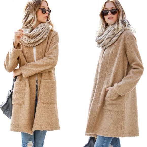 Paris&Pearle Jackets & Blazers - Your Story Beige Teddy Duster Jacket
